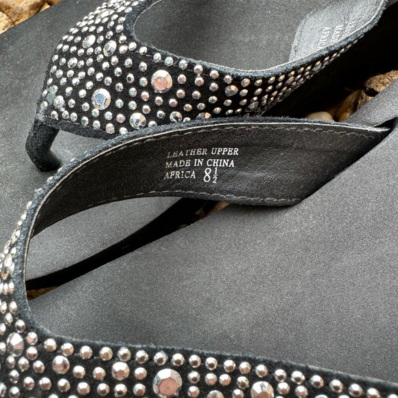 Yellow Box Black Studded Women's Wedge Sandals - Picture 2 of 6